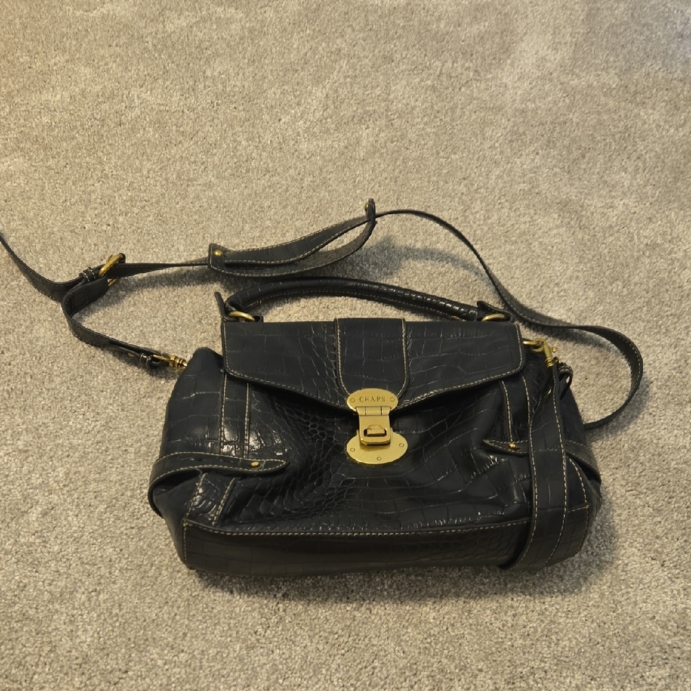 Chaps Black Purse With Gold Hardware